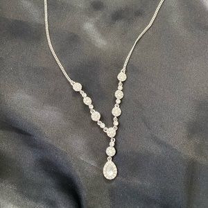 Givenchy Crystal Drop Silver Necklace with 3 size adjustable clasp